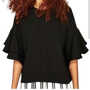 Zara | Women’s Tiered Ruffle Sleeve Top Size Small
